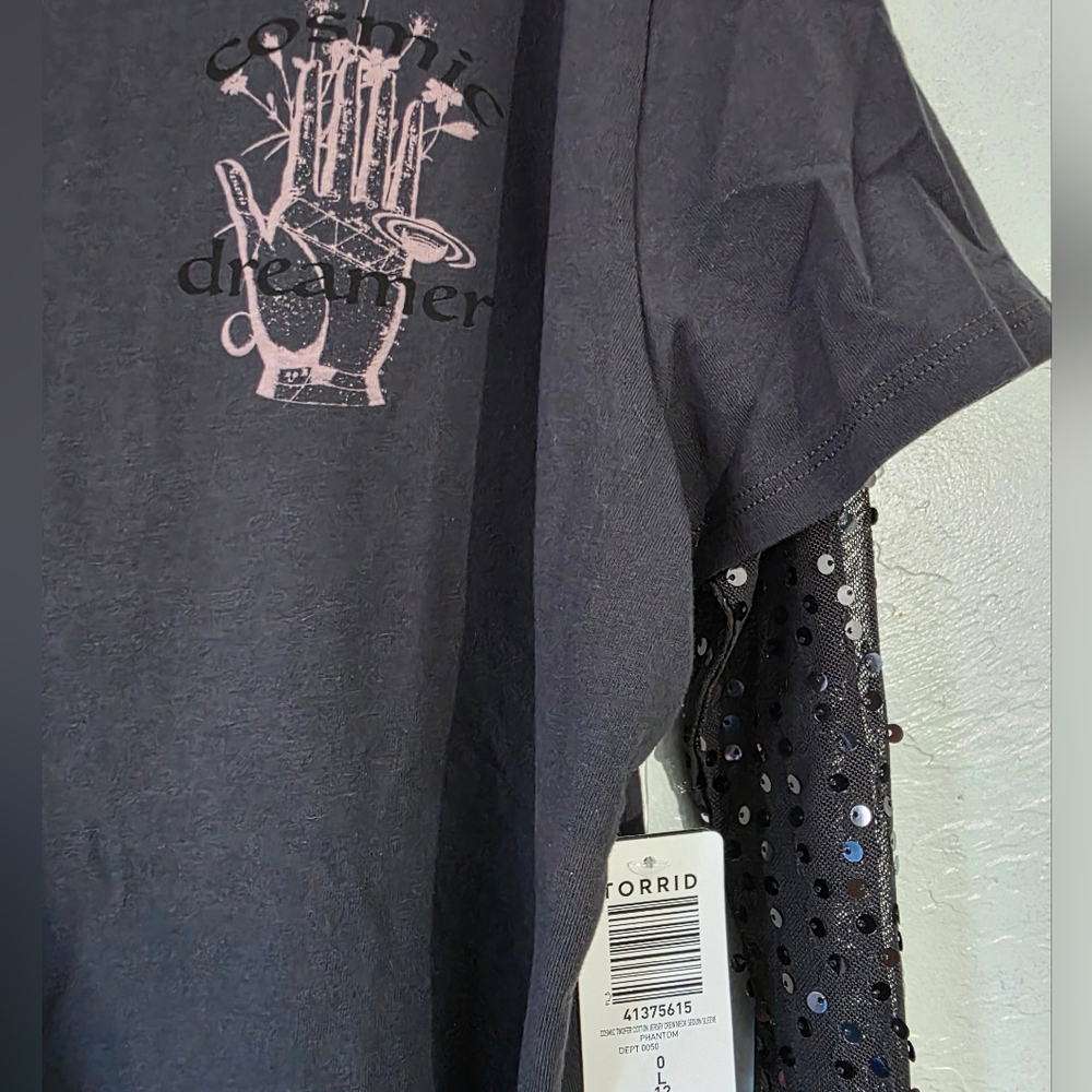 Torrid Black Graphic Tee with Sequin Sleeves - Picture 10 of 10